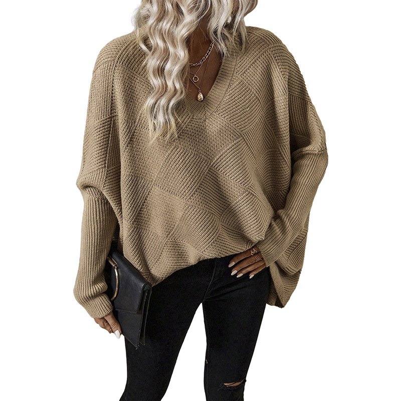 Sweater — Oversized Textured V-Neck