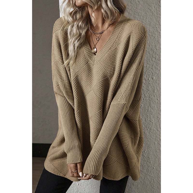 Sweater — Oversized Textured V-Neck — knitwear detail 4
