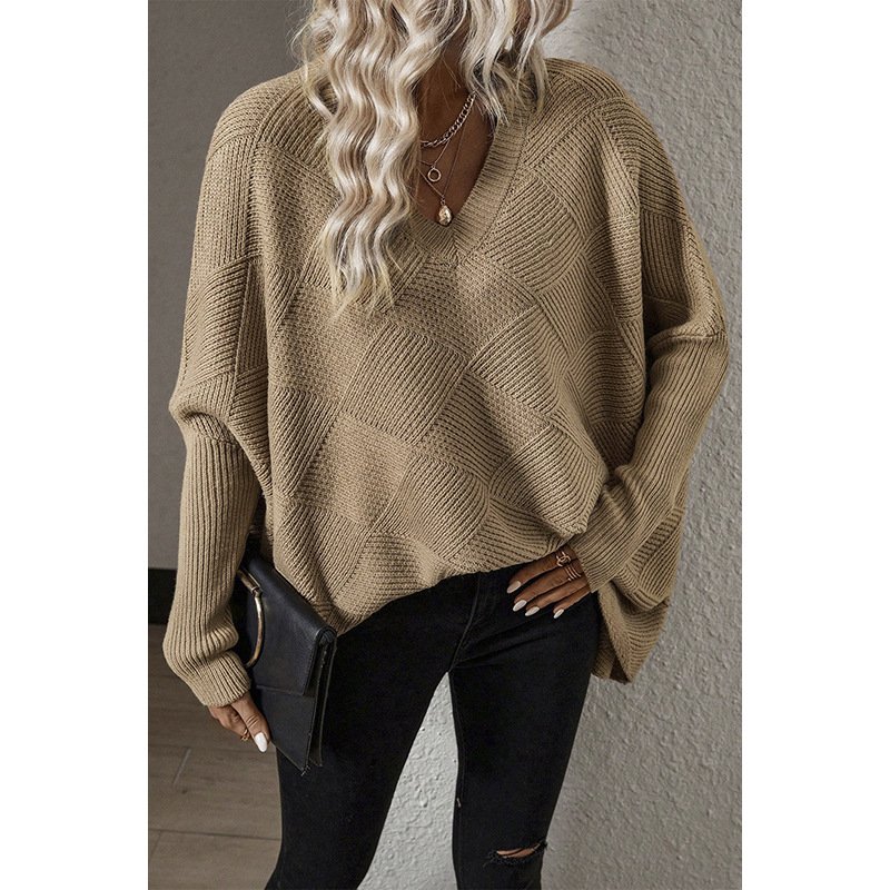Sweater — Oversized Textured V-Neck — knitwear detail 2