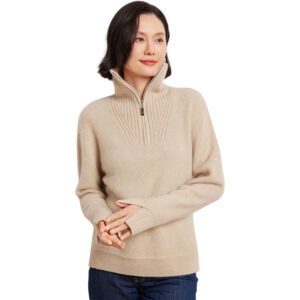 Sweater — Solid Zip Neck — front view