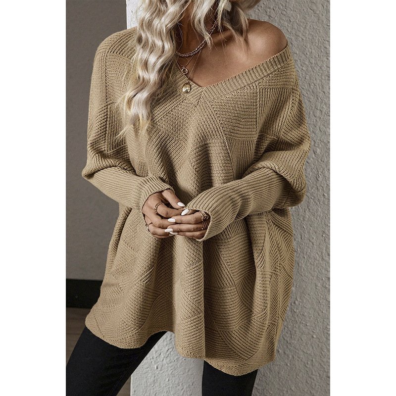 Sweater — Oversized Textured V-Neck — knitwear detail 3