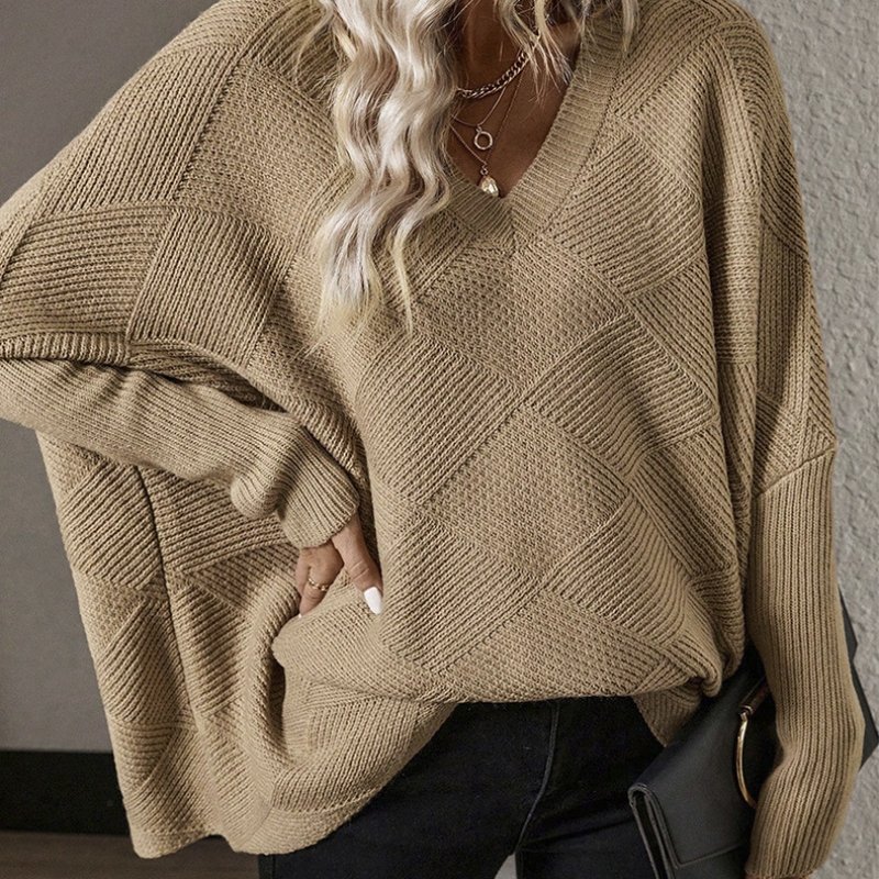 Sweater — Oversized Textured V-Neck — knitwear detail 1